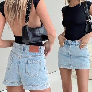 Princess Polly Gazelle Light Wash High Rise Denim Skort Casual Women's US 10